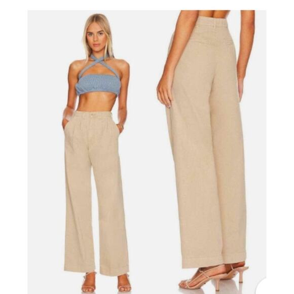 Pistola Ellery High Rise Wide Leg 100% Cotton Pants Size 30P in Sesame Tan - Picture 1 of 9